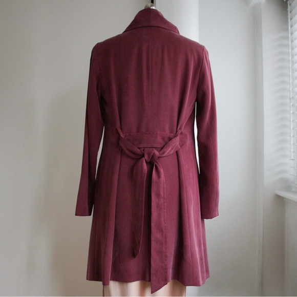 Club Monaco Berry Pink Waterfall Trench Coat - Picture 3 of 6